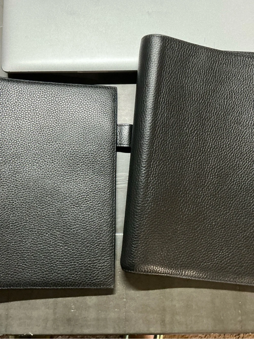 Professional Black Leather Planner Folio with Snap Closure